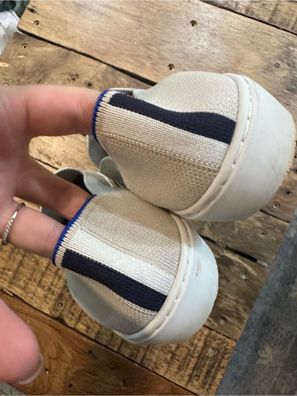 Rothy’s The Sneaker Slip On Shoes Light Beige Knit Women’s Size 6.5 - Picture 8 of 8